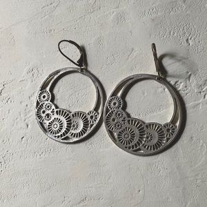 Boho silver hoop earrings